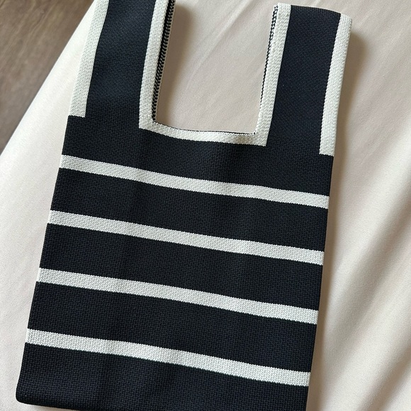 Black and White Striped Knit Wrislet Bag - Picture 2 of 2